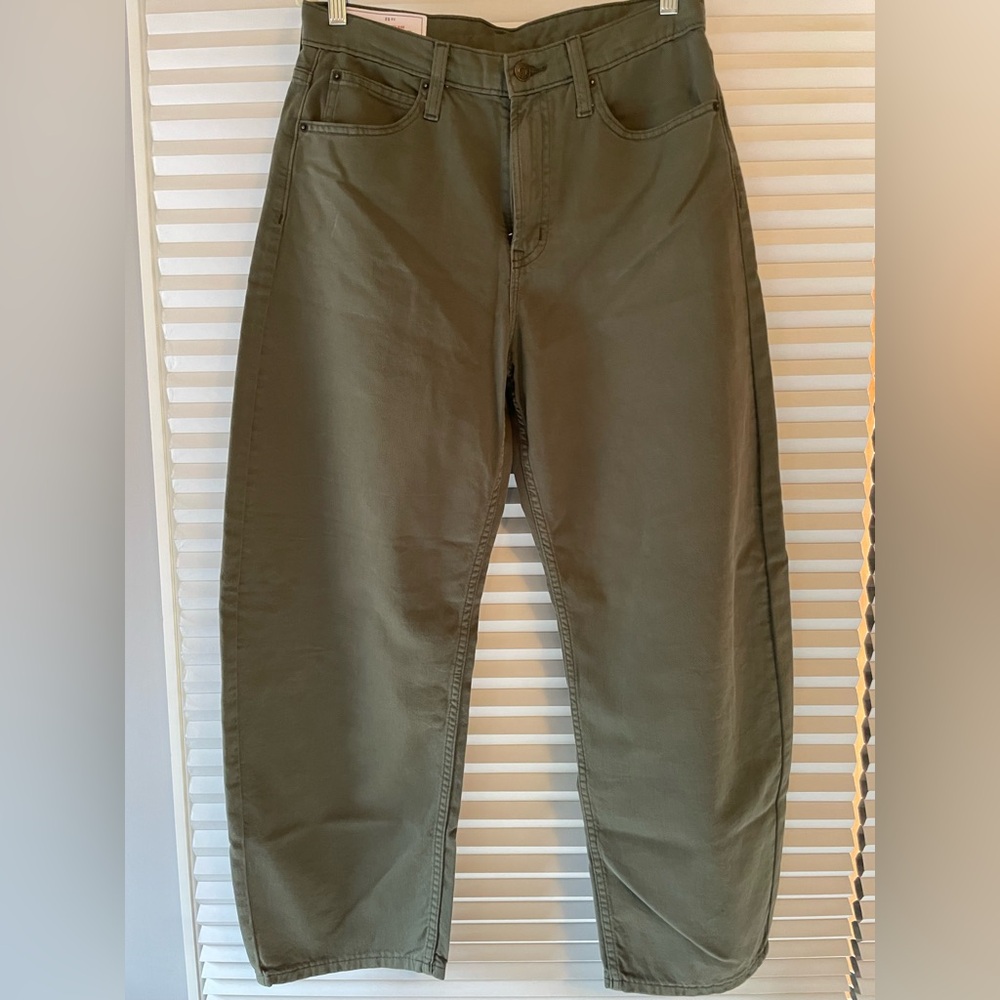GAP Barrel High Rise Pants Olive - Picture 2 of 4